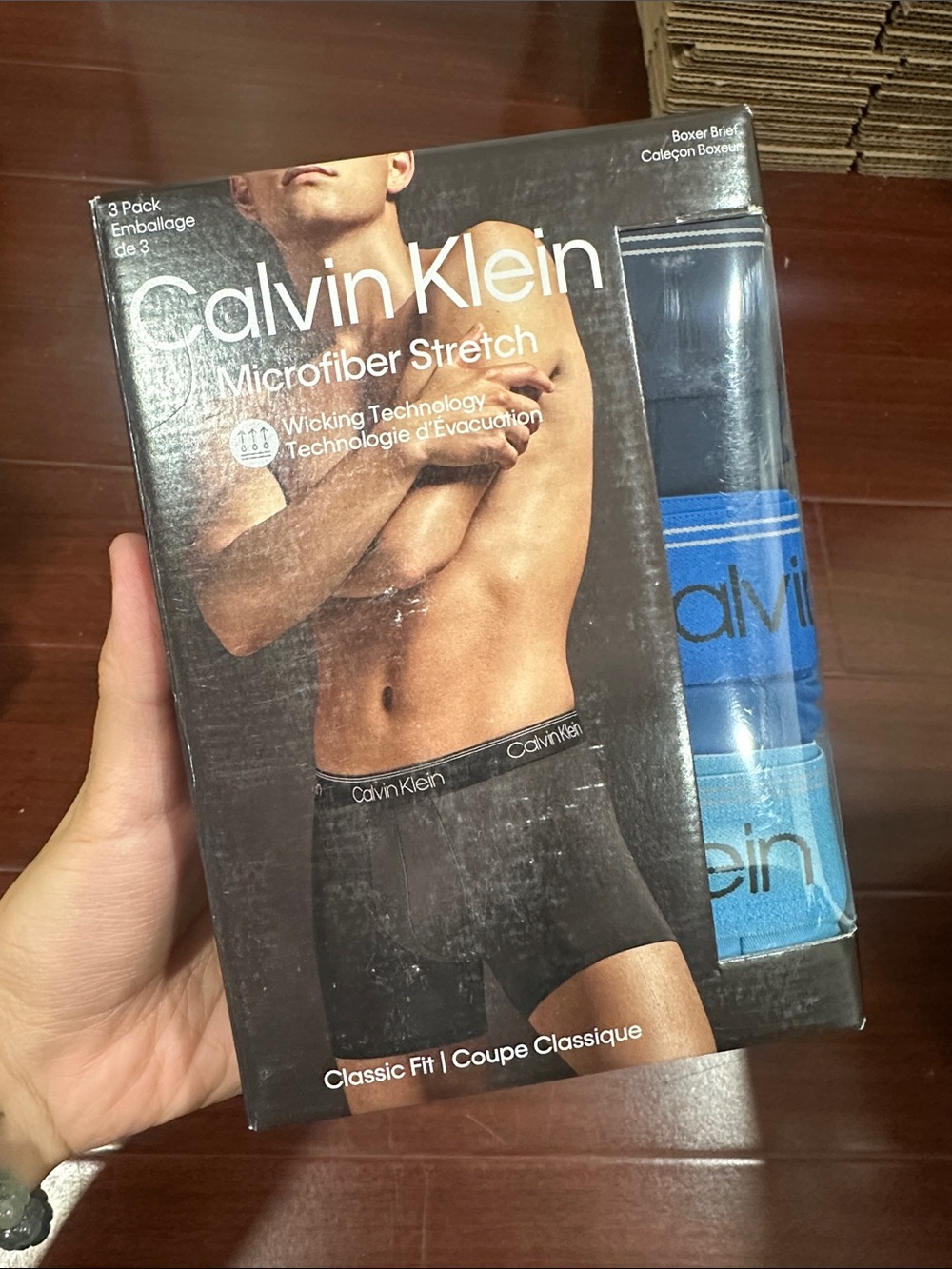 Calvin Klein Men’s Microfiber Stretch Boxer Briefs - Blue/Black - 3 Pack